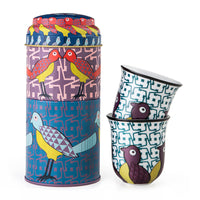 Tin box with 2 tall cups