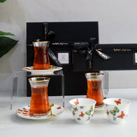 Papillon Tea & Coffee & spoons set 6pc with customized ribbon