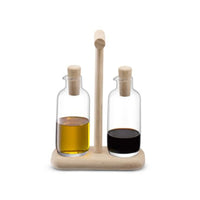 Dine Oil & Vinegar Set Oak Stand