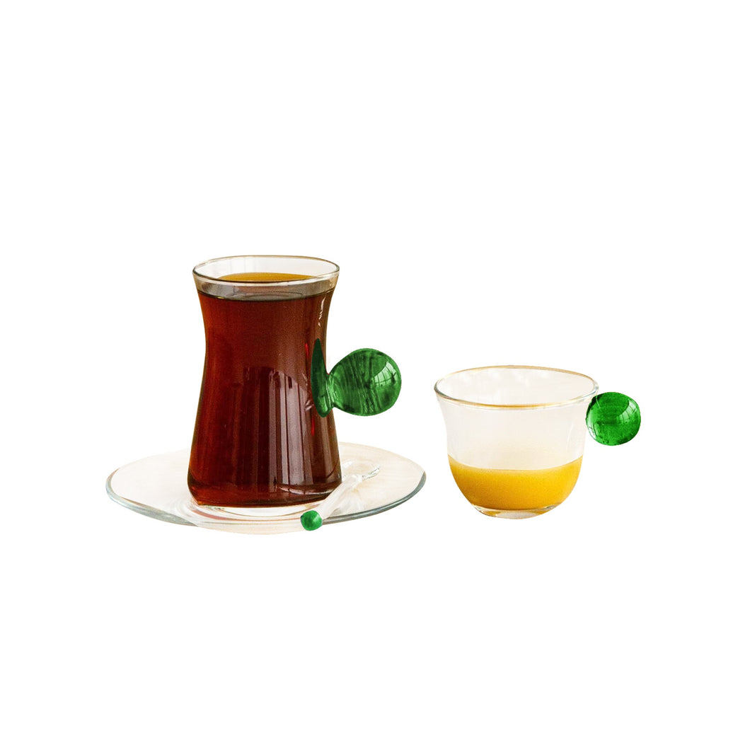 offer طقم شاي وقهوه مع ملاعق نقطة عدد 6