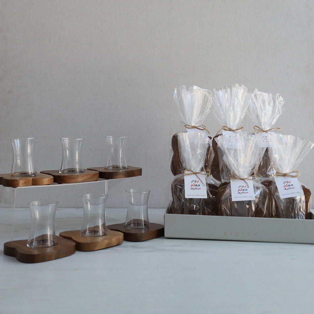 Wood Teacup & Saucer Gift Set