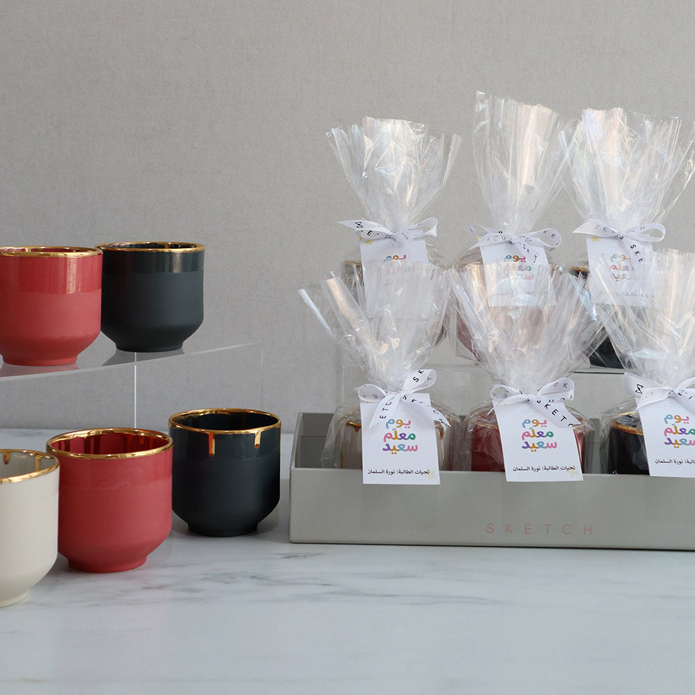Gold Drip Porcelain Cups Gift Set