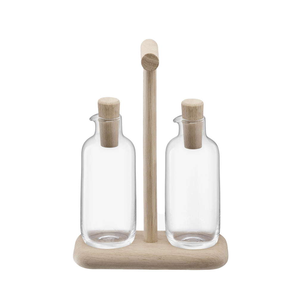 Dine Oil & Vinegar Set Oak Stand