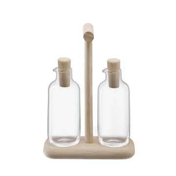 Dine Oil & Vinegar Set Oak Stand