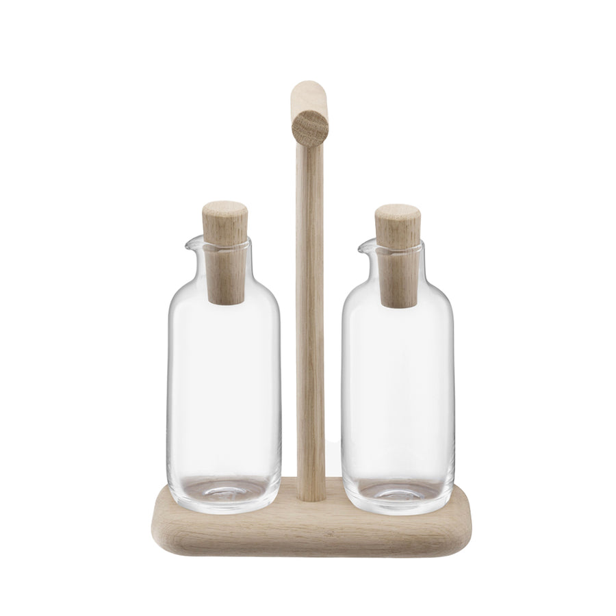 Dine Oil & Vinegar Set Oak Stand