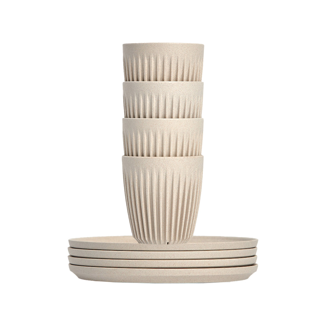 كوب بسعة 8 أونصات مع صحن كلاسيكي (4 قطع)