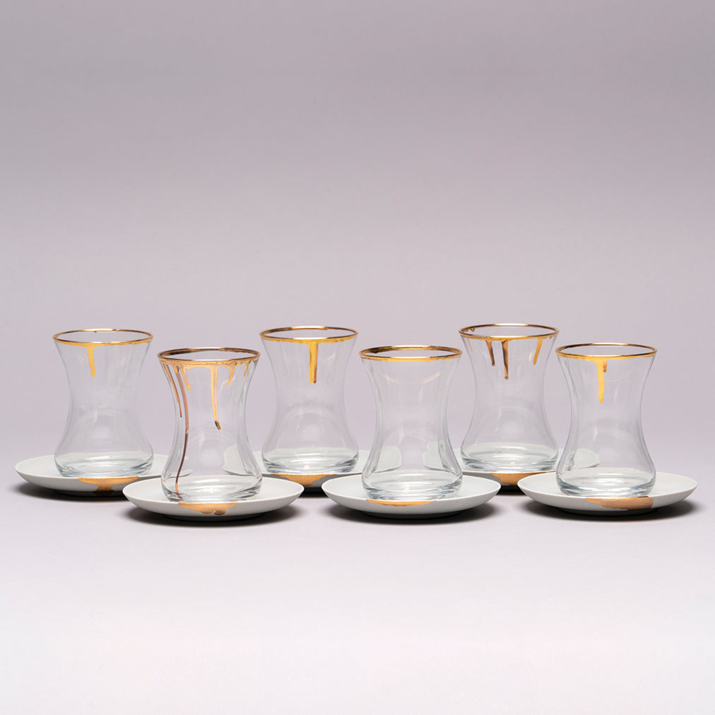 Porcelain drip tea set, 6pc