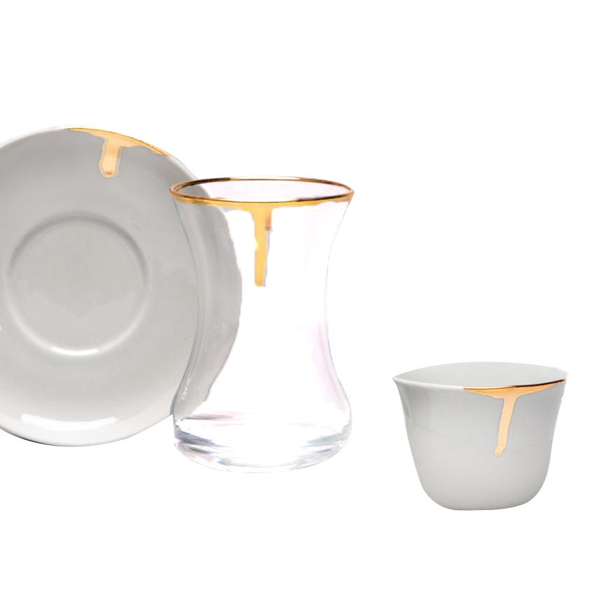 Porcelain drip tea & coffee set, 6pc