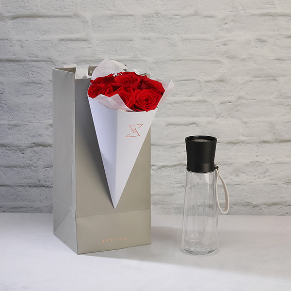 Grand Cru Bottle with Roses