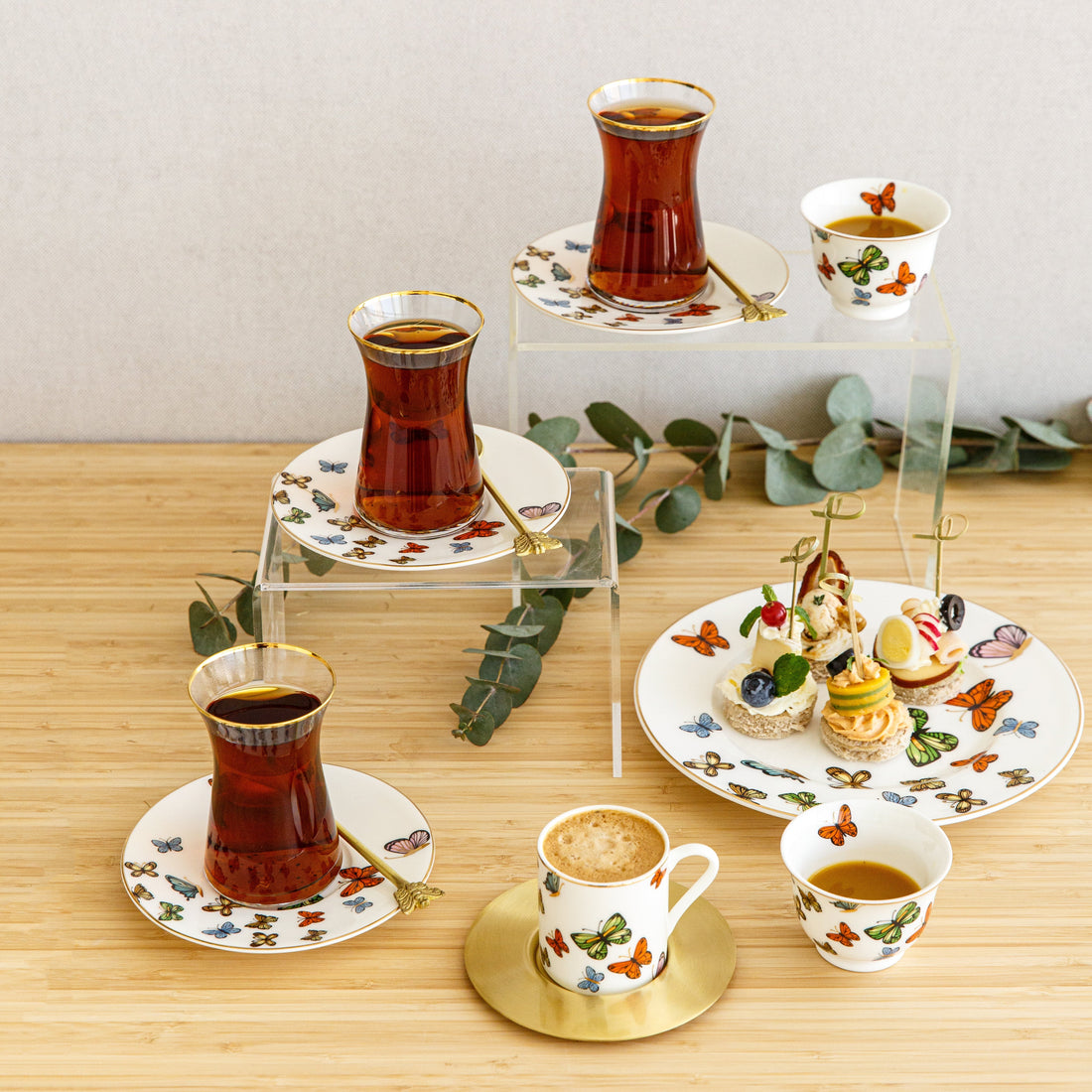 Papillon tea set with spoons, 6pcs