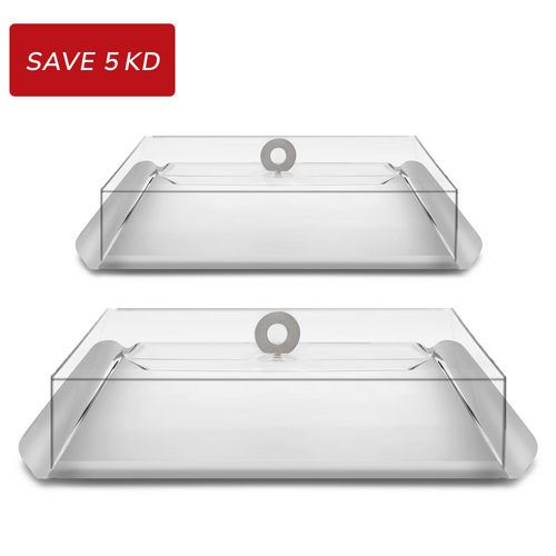 Silver Metal Tray with cover set