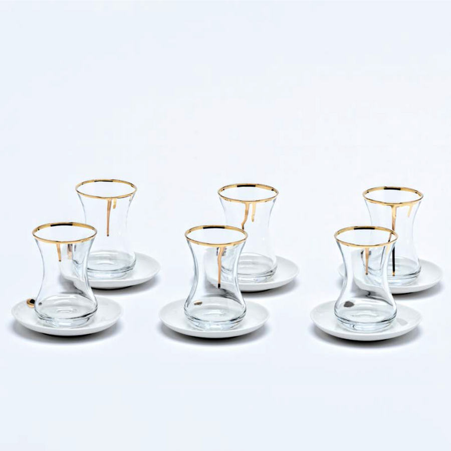 Porcelain drip tea set, 6pc