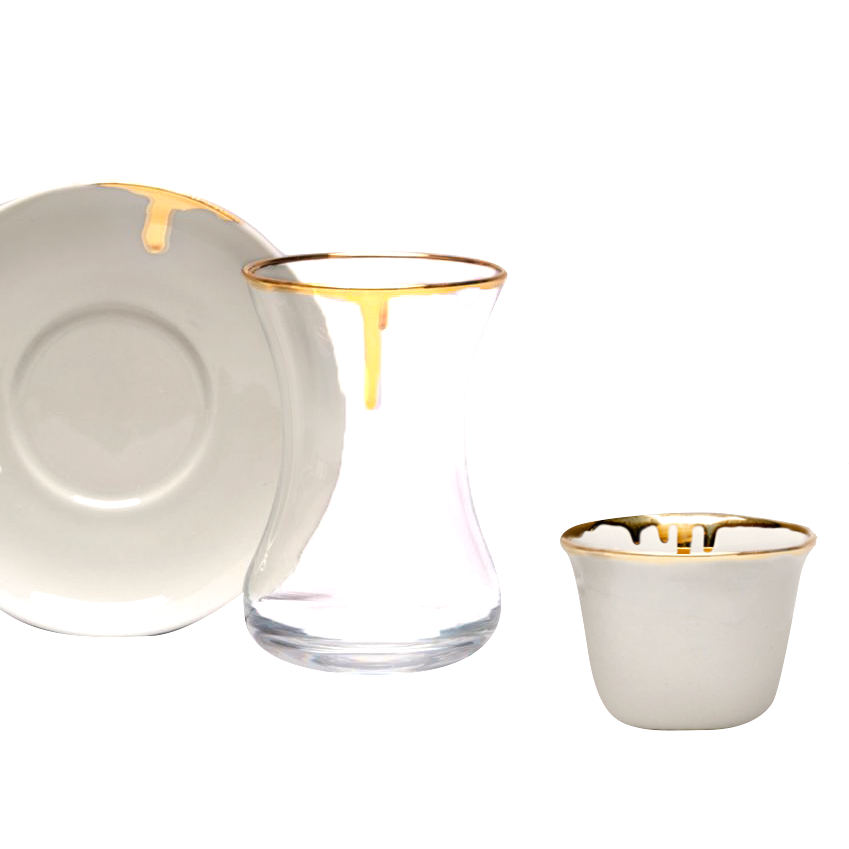 Porcelain drip tea & coffee set, 6pc