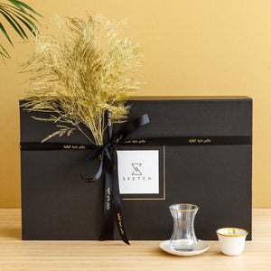 هدية طقم الشاي والقهوه بورسلان عدد 12 مع شريط مخصص